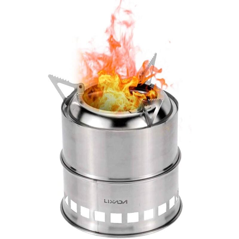 Tragbarer Campingkocher, Alkohol-Holzofen, Edelstahl, Küchengrill für Wandern, Picknick, Camping