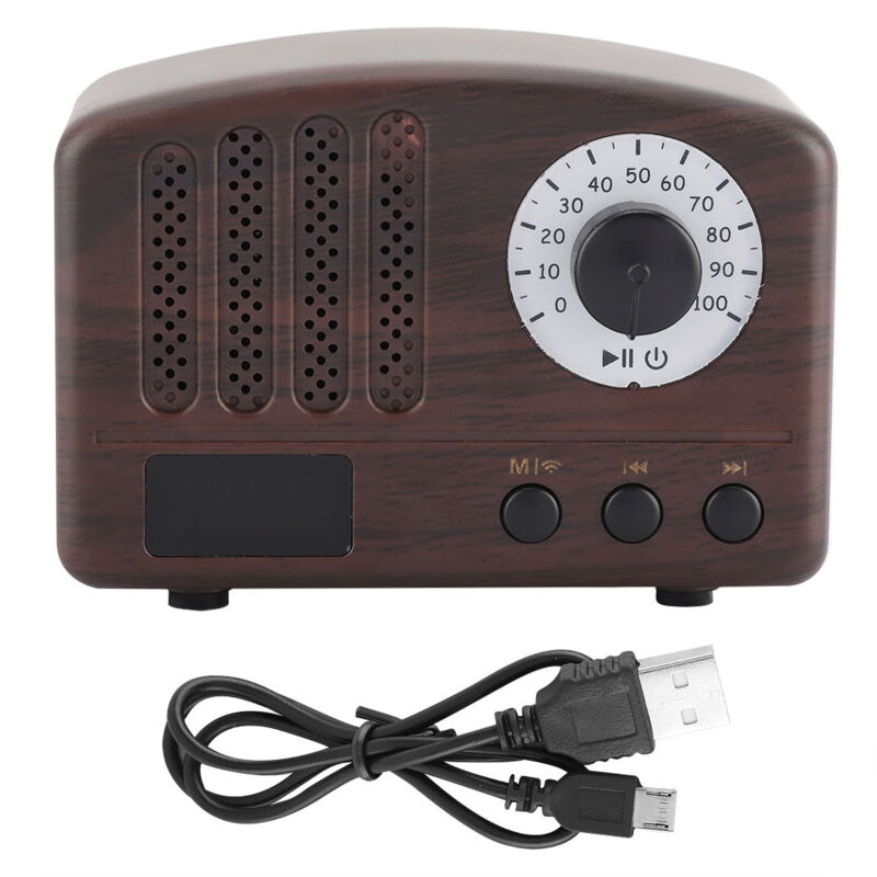 Tragbarer kabelloser Bluetooth-Lautsprecher mit Holzoptik, FM-Radio und Soundbar