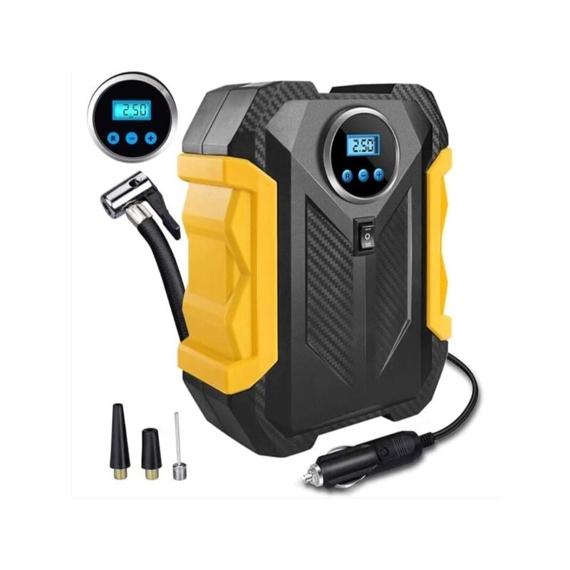 Alovez - Tragbarer Luftkompressor für digitalen Reifenfüller, 12-V-Gleichstrom-Luftfüllpumpe mit hintergrundbeleuchtetem LCD-Display für Autoreifen,