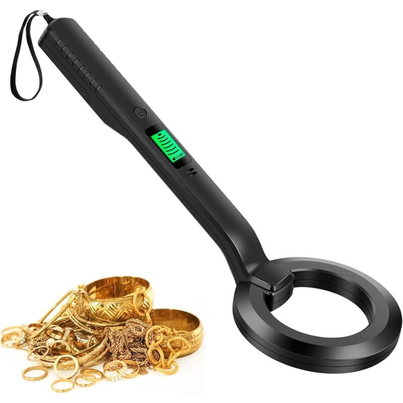 Tragbarer Metalldetektor, Kleiner Metalldetektor mit Ton- und Vibrationsalarm, 360° Handmetalldetektor, Wasserdichter Metallschatzfinder für