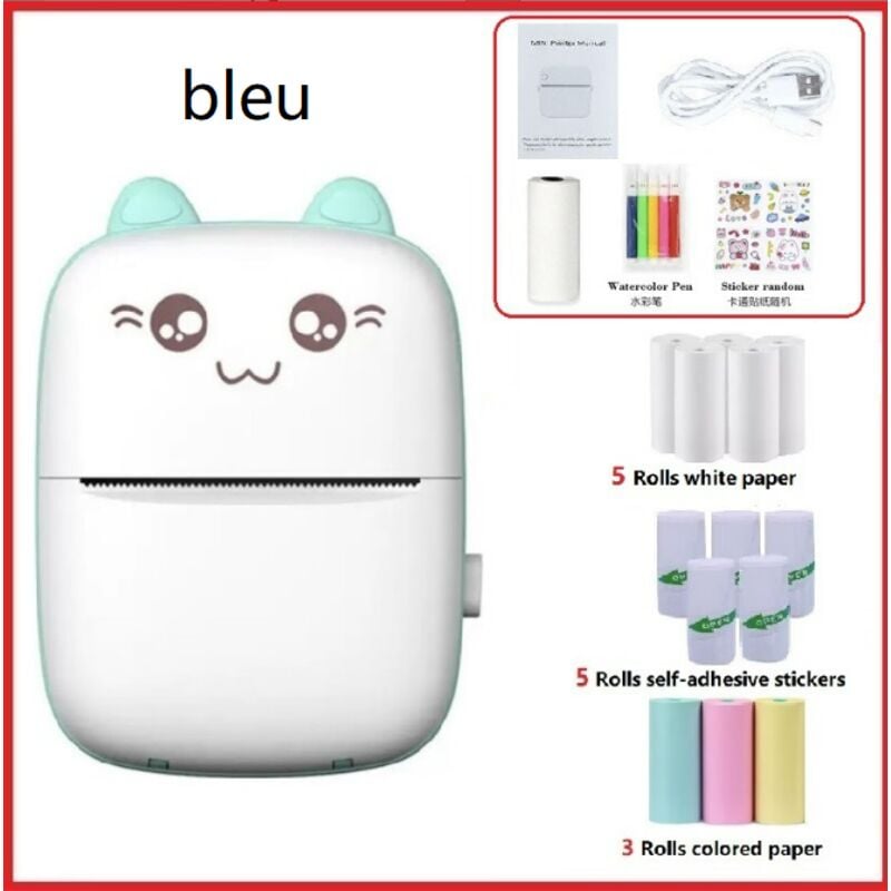 Tragbarer Mini-Drucker, tragbarer Thermo-Fotodrucker, Taschendrucker, tintenloser Drucker, Bluetooth- und WLAN-Drucker, für Notizen, Bilder, Fotos,