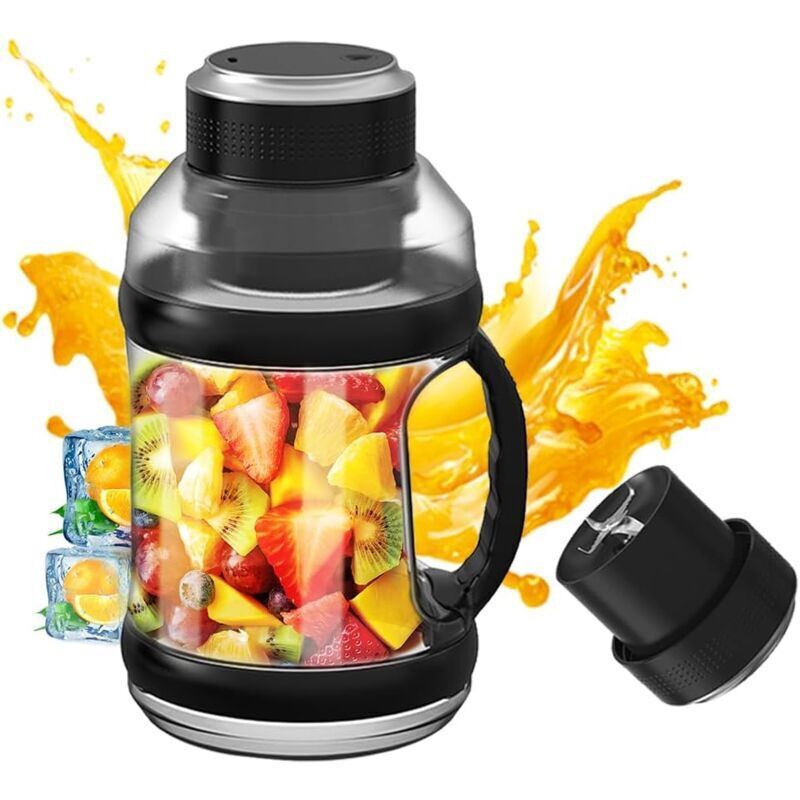 Tragbarer Mixer, 2000 ml, per usb wiederaufladbare Mixerflasche für Smoothies/Milchshakes/Obst, kabelloser Mini-Mixer für Sport, Camping und Fitness