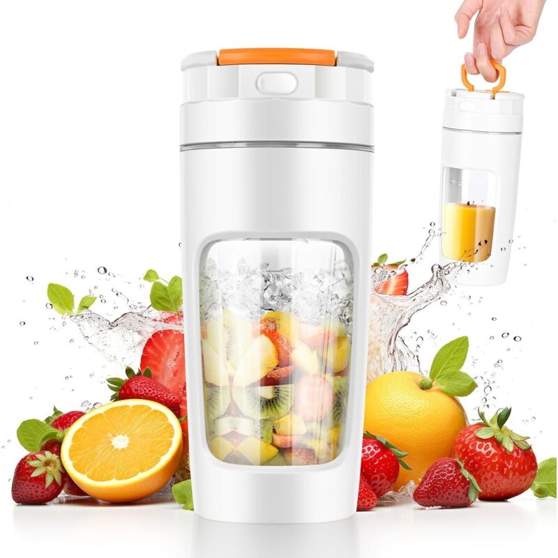 Tragbarer Mixer, 600 ml, tragbarer Smoothie-Mixer, 20.000 U/min, leistungsstarker Smoothie-Mixer mit 4 Klingen, Mini-Mixer mit Reisedeckel für Küche,