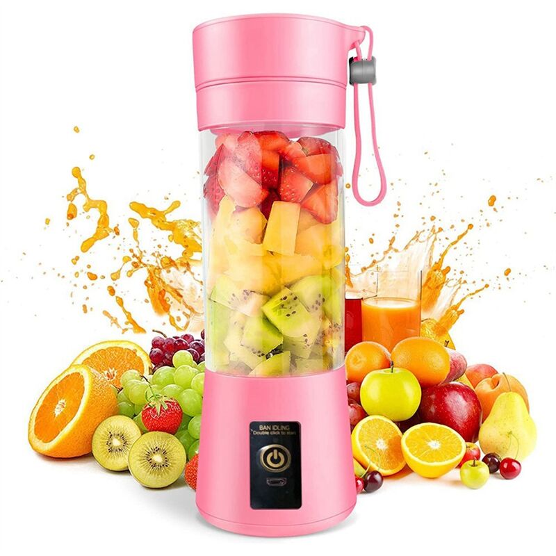 Tlily - Tragbarer Mixer Mini-Mixer für Shakes und Smoothies Wiederaufladbarer USB-380-Ml--Fruchtsaftbecher mit 6 Klingen