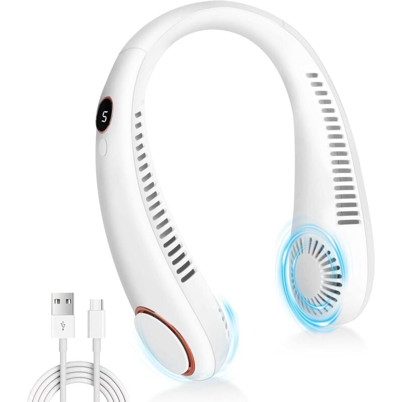 Tragbarer Nackenventilator, tragbarer Nackenventilator, flügelloser Ventilator, 5 Geschwindigkeiten, Nackenventilator, tragbarer Ventilator für Büro,