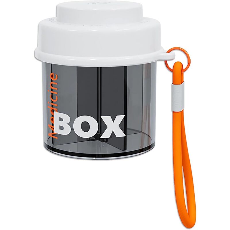 Tragbarer Pillenspender und Nahrungsergänzungsmittel-Organizer mit Anti-Vermischungssystem und großen Öffnungen für Reisen (Orange)