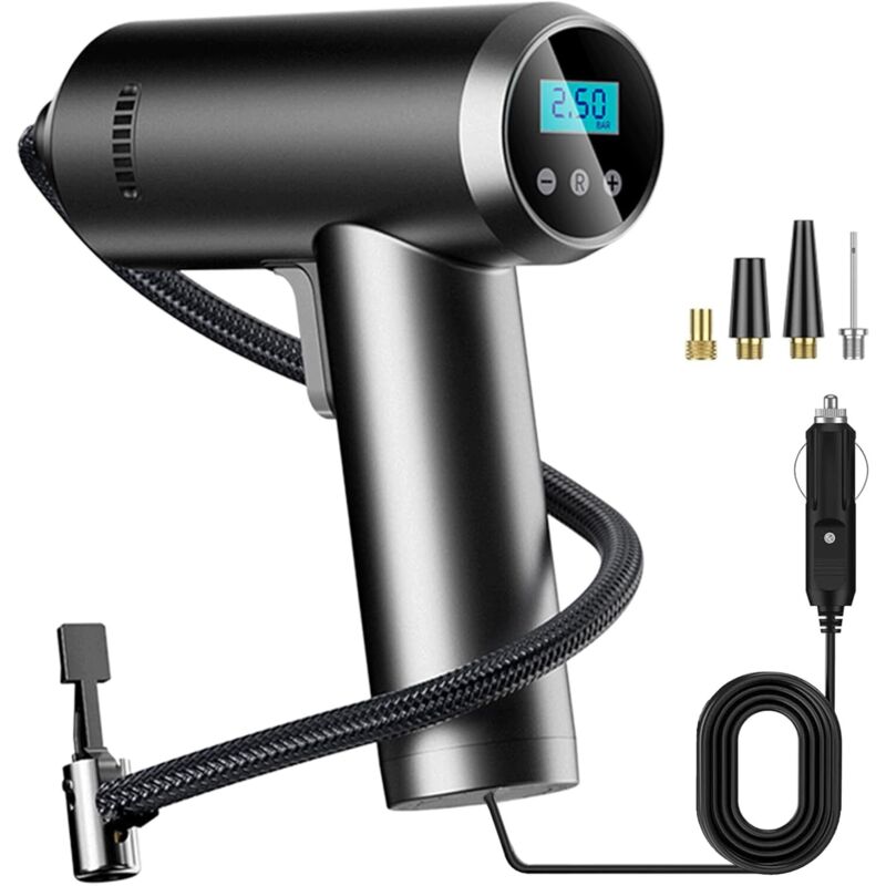 Tragbarer Reifenfüller-Luftkompressor, 12-V-Gleichstrom-Autoluftpumpe für Autoreifen, 150 PSI mit intelligentem digitalem Druckmesser und