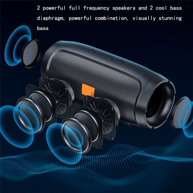 Tragbarer Subwoofer, -Lautsprecher, Stereo-Surround-Soundbox für Den Außenbereich, Wasserdicht, Kabellose Soundbox, Unterstützt FM-Radio,