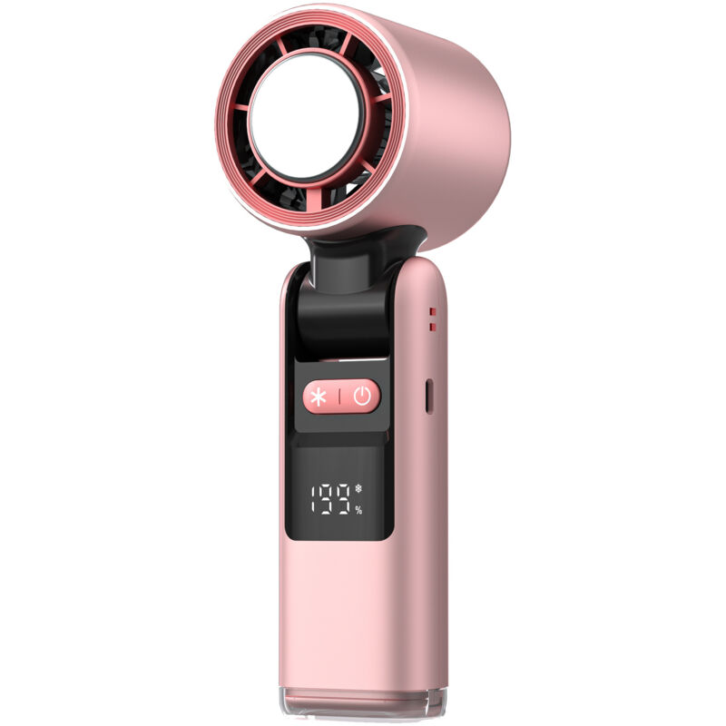 Tragbarer Turbo-Ventilator mit 100 Geschwindigkeitsstufen Mini-USB-C-Ventilator mit Kühlpad – Pink