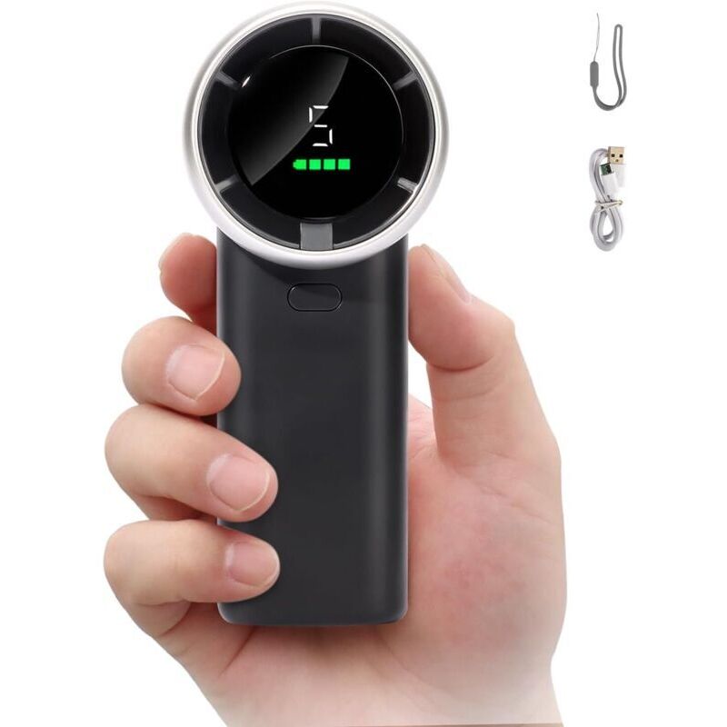 Tragbarer Turboventilator, Mini-Ventilator mit LED-Anzeige, persönlicher Ventilator, 4000 mAh USB-aufladbarer Ventilator, 5 Geschwindigkeitsstufen,
