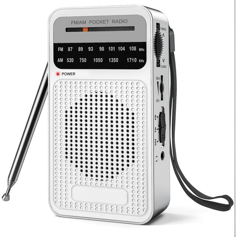 Tragbares AM-FM-Radio, Transistorradio mit leistungsstarkem Lautsprecher, batteriebetriebenes Radio mit 2 AA-Batterien für Empfang über große