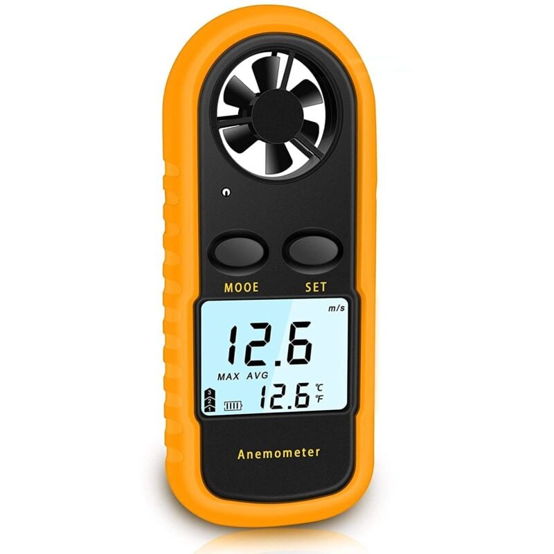 Tragbares Anemometer, hochpräzises digitales Anemometer (+/-5 %) mit LCD-Hintergrundbeleuchtung, Handanemometer für den Außenbereich, HAVC, Drohnen