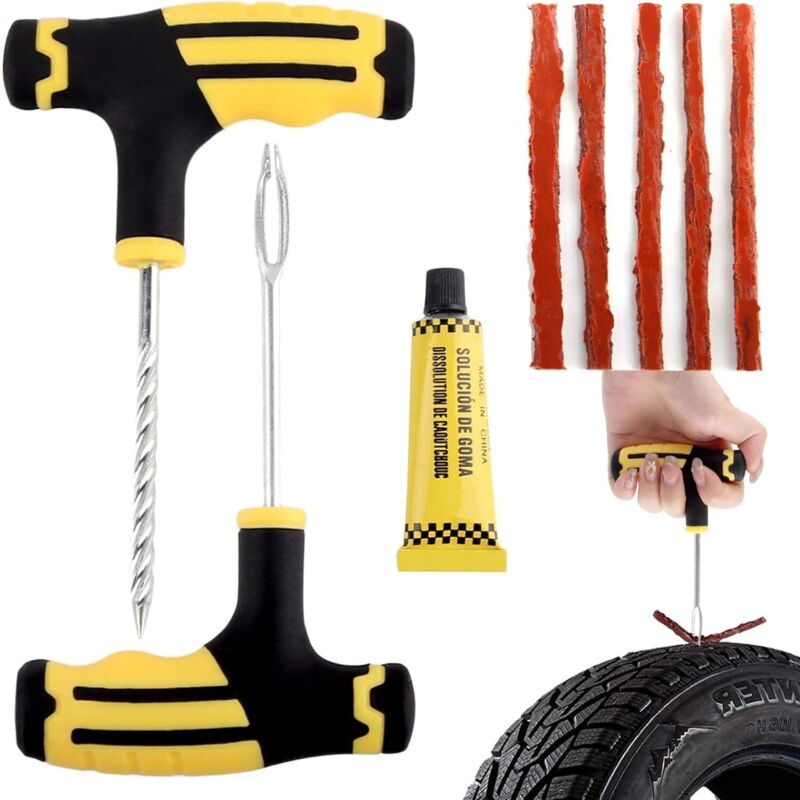 Tigrezy - Tragbares Autoreifen-Reparaturset, Reifenreparaturset mit Bohrern, Autoreifen-Bohrer-Set, für Auto, Motorrad, atv, Traktor, suv