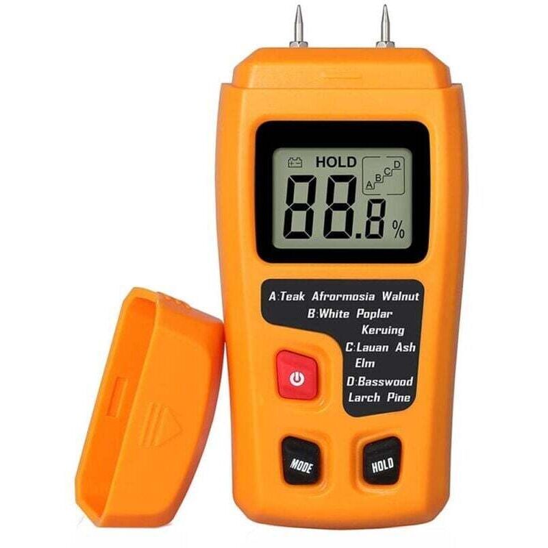 Tragbares Holzfeuchtemessgerät – LCD-Feuchtemessgerät – Zur Bestimmung der Holzfeuchte – Misst den Feuchtigkeitsgehalt von Brennholz und Papier