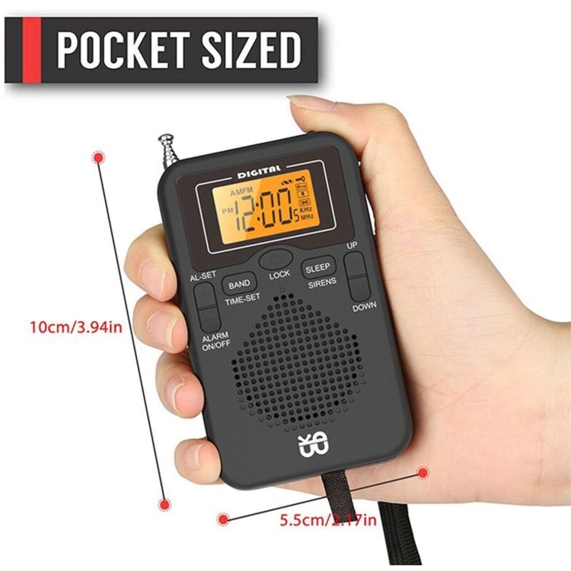Tragbares Radio AM FM Wetterradio Taschenradio LCD-Bildschirm Digitaler Wecker-Radio-Player