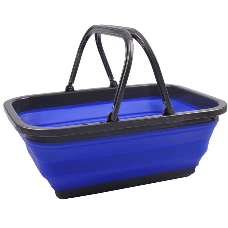 Tragekorb faltbar Einkaufskorb Picknickkorb Tragetasche Aufbewahrungskorb Korb - blau