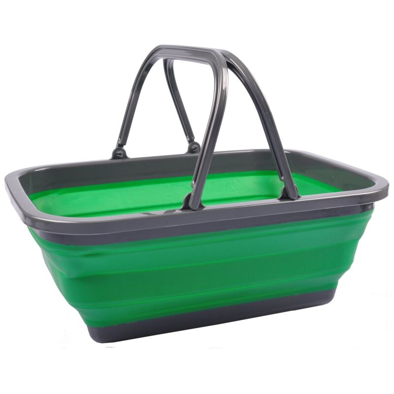 Tragekorb faltbar Einkaufskorb Picknickkorb Tragetasche Aufbewahrungskorb Korb - grün