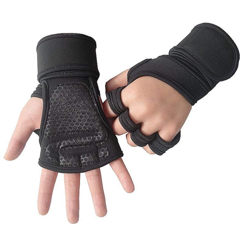 L Training Sporthandschuhe für MäNner Frauen Trainingshandschuhe Fitness Bodybuilding Gewichtheben Fitnessstudio Hand-Handgelenk-Handschuhe Schwarz B