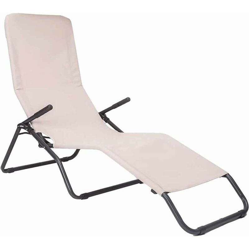 Okaffarefatto - Gartenliegestuhl Stiliac Pasha Liege mit Sitz außen in Strick-Beige