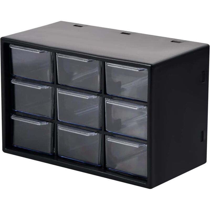 Transparente Kunststoffbox mit 9 Schubladen, vielseitig einsetzbar: für Schmuck, Make-up, Medikamente, Werkzeuge, Perlen usw.