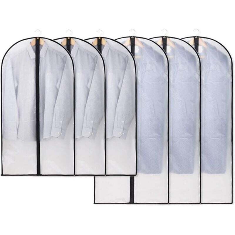 Transparente, mottensichere Kleidersäcke – Schützen Sie Kleidung, Hemden und Anzüge – 6er-Set, 120 x 60 cm / 100 x 60 cm – RAPANDA