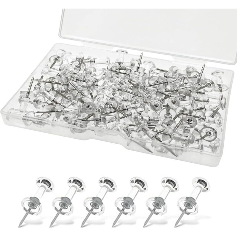 Bluedeer - Transparente Pinnnadeln, Kunststoffkopf, Zeichnungsposter-Nadeln, klare Poster-Pins für Wandbehänge, Korktafel, Karten, Poster, Fotos,