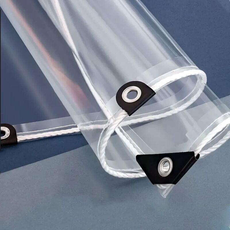 Transparente Plane mit Ösen 0.35mm wasserdichte Klare Abdeckplane Tarps aus PVC Durchsichtige Regenfestplanen Windschutz Plane für Camping Vordach