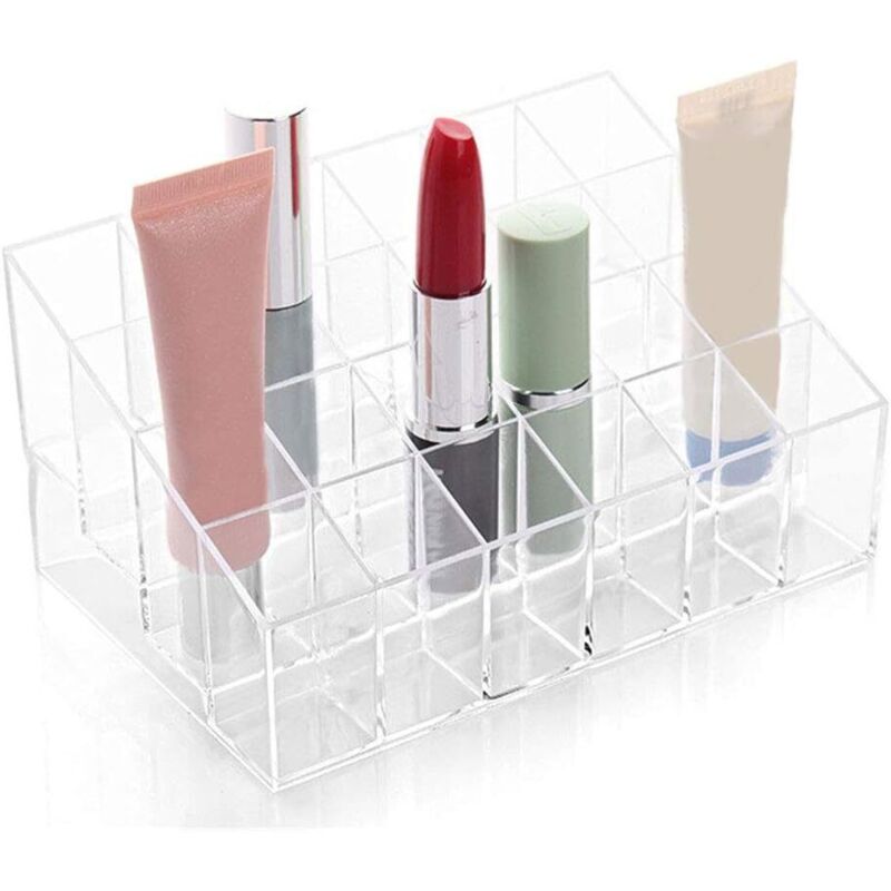 Transparenter Lippenstift-Organizer mit 24 Fächern, Kosmetik-Lippenstift-Präsentationsständer, Aufbewahrungs- und Organisationsständer für Lipgloss,