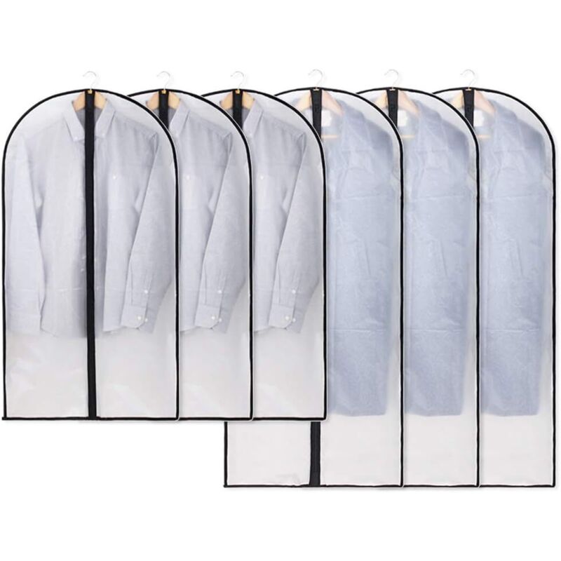 Transparenter, mottensicherer Kleidersack zum Schutz von Kleidung, Hemden und Anzügen – 6er-Pack, 120 x 60 cm/100 x 60 cm – RAPANDA
