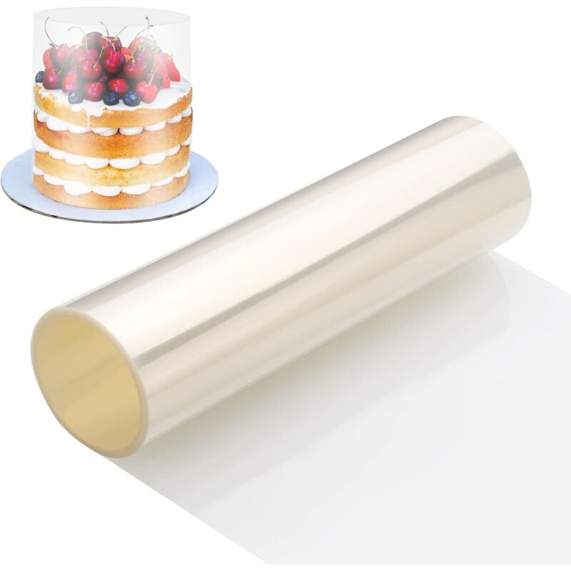 Transparenter Teig, verdickte Acetatplatten 30 cm x 10 m, transparenter Teigkreis für Gebäck, Schokoladenmousse-Kuchen, Kuchendekoration