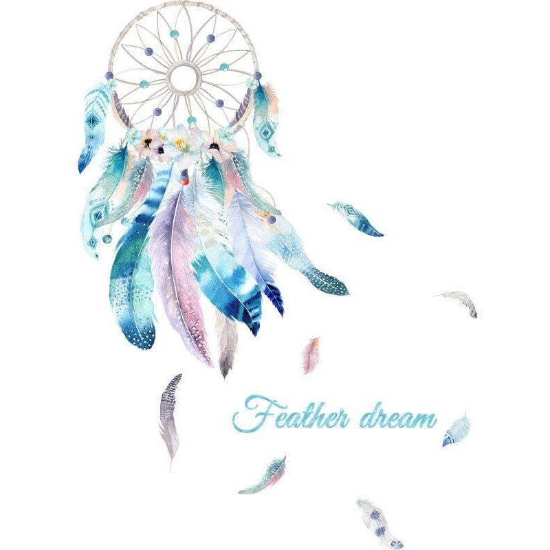 Traumfänger-Wandtattoo, Feder-Traumfänger-Aufkleber, Traumfänger-Wandaufkleber, abnehmbare DIY-Wanddeko für Mädchenzimmer, Kinderzimmer, Wohnzimmer,