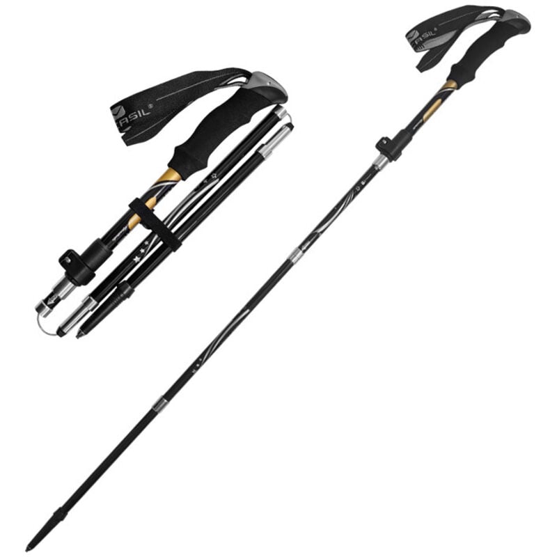 Trekkingstöcke, faltbare Gehstöcke aus Aluminiumlegierung mit Verriegelungssystem, stoßfest, rutschfest für Nordic Walking, Bergsteigen, Skifahren,