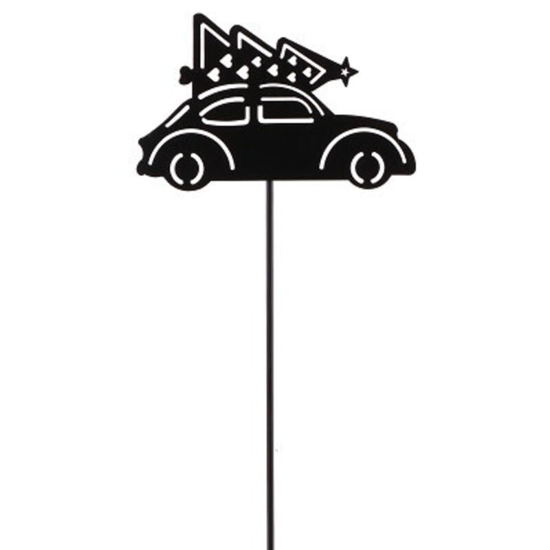 Trendline - Deko Eisen Figurenstecker Auto mit Tannenbaum 35 x 0,5 x 7,5 cm schwarz Figur