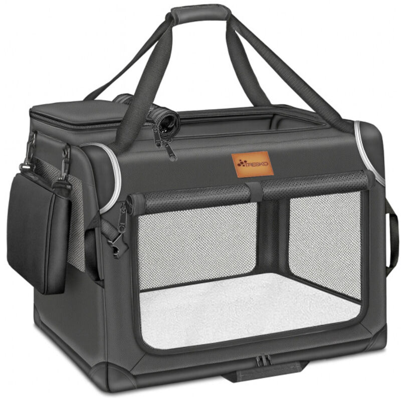 Hundebox faltbar Anthrazit (xl 83x58x58cm) inkl. Leckmatte, Spatel, Reflektoren Transportbox für Hunde und Katzen Hundetransportbox für kleine &