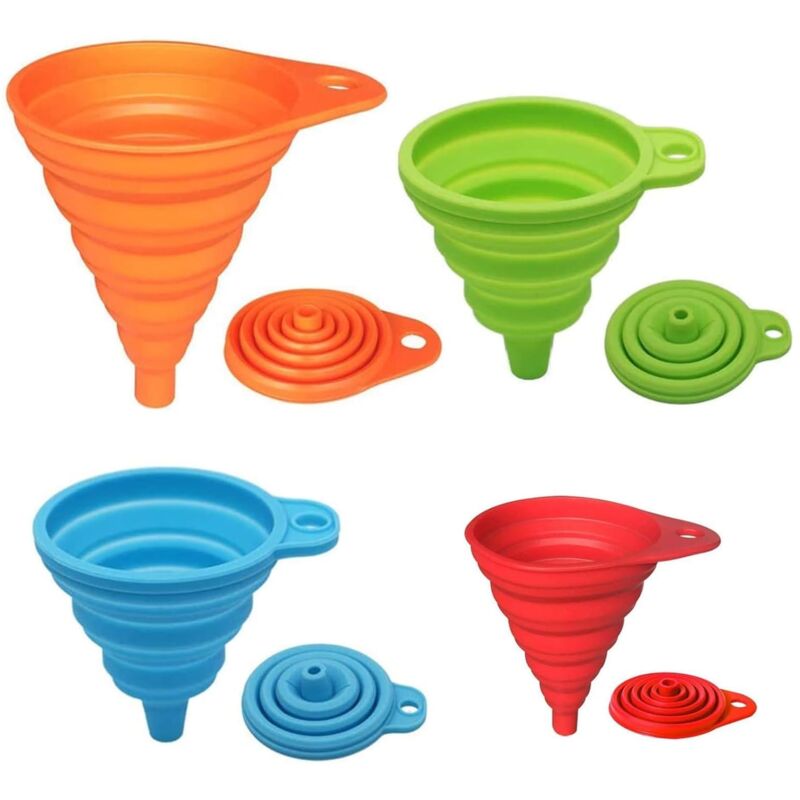 Trichter Faltbar, 4 Größen Küchen Trichter, Silikon Trichter für Bier Flüssigkeiten Übertragung,Flüssigkeitsübertragung In Der Küche