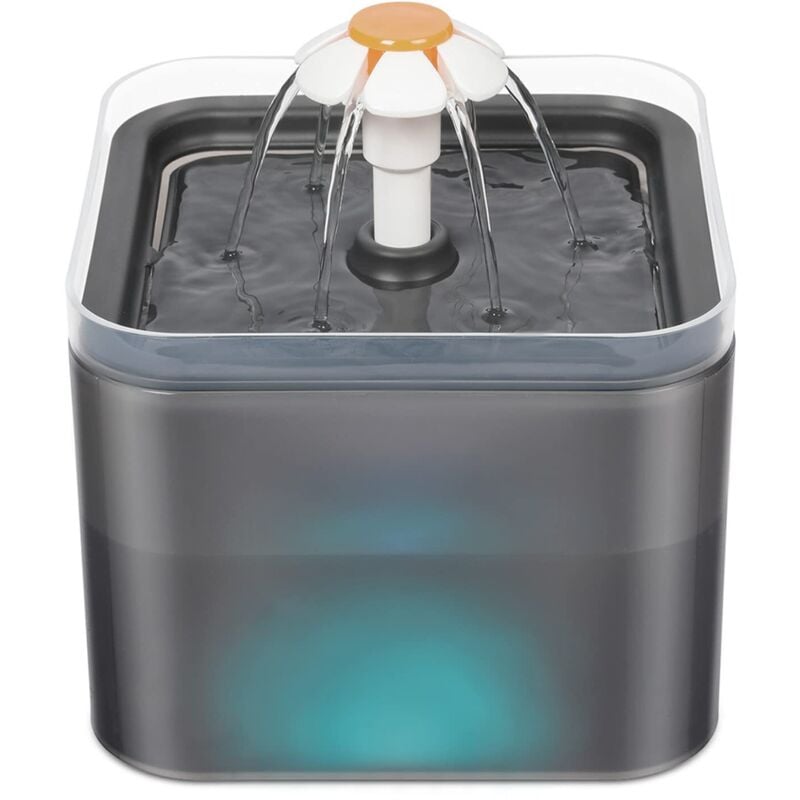 Trinkbrunnen für Katzen und Hunde – 2 l – Katzenzubehör – LED-Nachtlichtfunktion – Extrem leise – Automatisch – Mit Aktivkohlefilter und Wasserpumpe