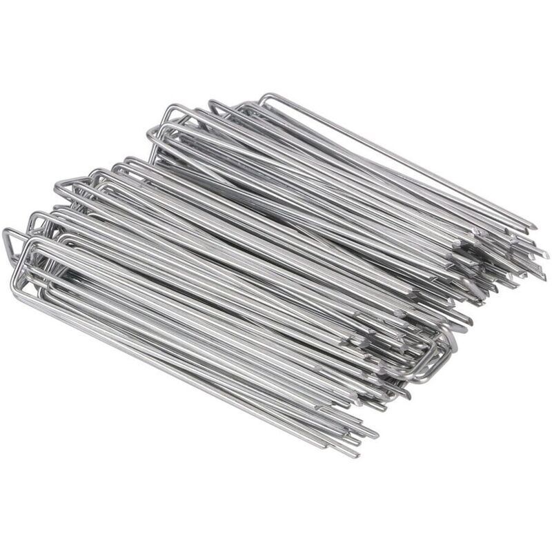 Trintion 100 Stück Erdanker Anti Rost Bodenanker Zeltheringe Camping Heringe für Gartenvlies Bodenbefestigung Zaun 200mm x 30mm x Ø 3mm