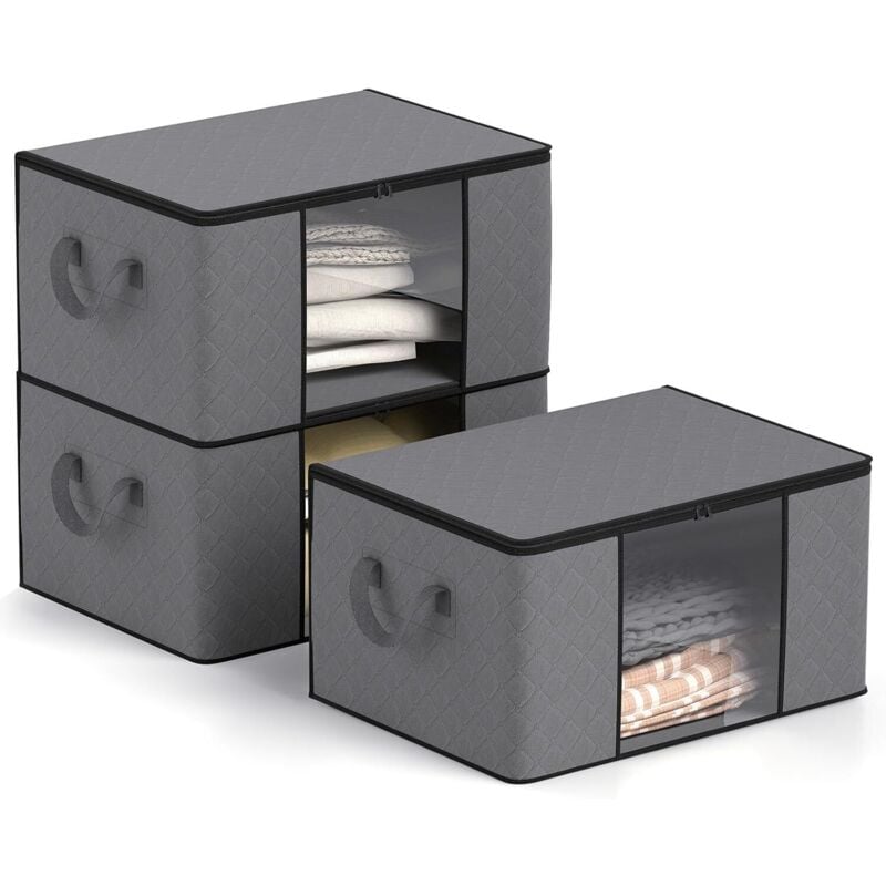 Trintion Aufbewahrungstasche Faltbare Aufbewahrungsbox mit Verstärktem Griff und Reißverschluss Kleider Organizer für Kleidung Decken Bettwäsche und