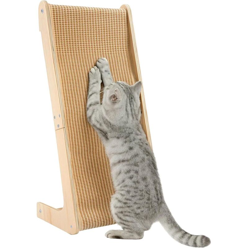 Trintion Sisal-Kratzbaum mit doppeltem Verwendungszweck, großer Katzenkratzbaum, L-förmiges Kratzpad für Hauskatzen, 69 cm hoch, Wandmöbelschutz für