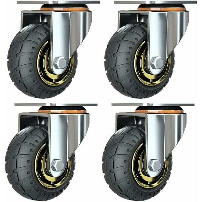 Kit mit 4 3-Zoll-Universalrädern ohne Bremsen. Leise Trolley-Räder. Universalräder. Lenkrollen. 75-mm-Industrieplattenräder. Transportrollen für