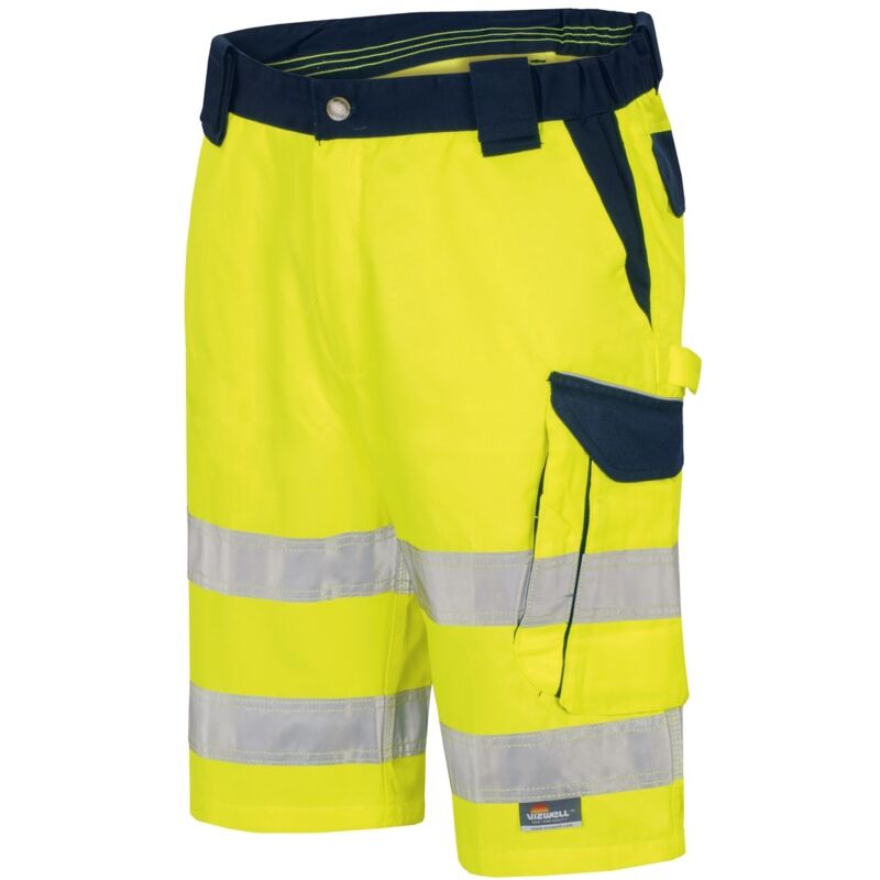 Vizwell Herren Warnschutz-Kontrast-Short VWTC114 Gr. 56 gelb/marine