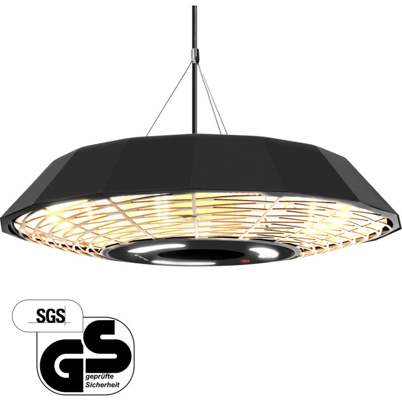 TROTEC Infrarotheizung IR 2010 SC – Heizleistung 2000 W – Deckenheizstrahler für Terrase, Balkon oder Außengastronomie, inkl. Fernbedienung,