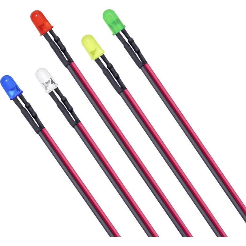 T1810O114 LED-Sortiment Rot, Blau, Grün, Gelb, Hell-Warm-Weiß Rund 5 mm 800 mcd, 200 - Tru Components