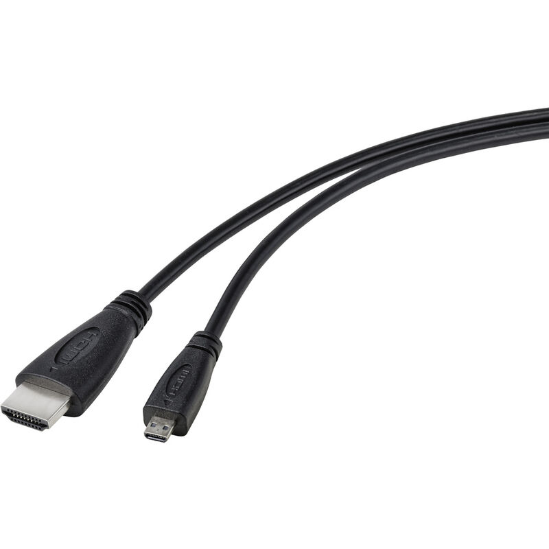 TRU COMPONENTS HDMI-Kabel Raspberry Pi® [1x HDMI-Stecker - 1x HDMI-Stecker D Micro] 1.80 m Schwarz