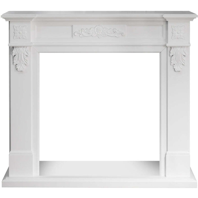 Truman Kaminrahmen aus weißem Holz, B 121 x T 38 x H 108