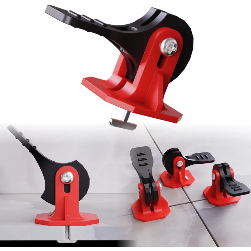 (Rot, 50 Teile) Fliesen-Nivellierset, Fliesen-Nivelliersystem, Fliesen-Nivelliersystem, Nivelliersystem, 50 Nivelliersteuerungen + 50 Stahlnadeln