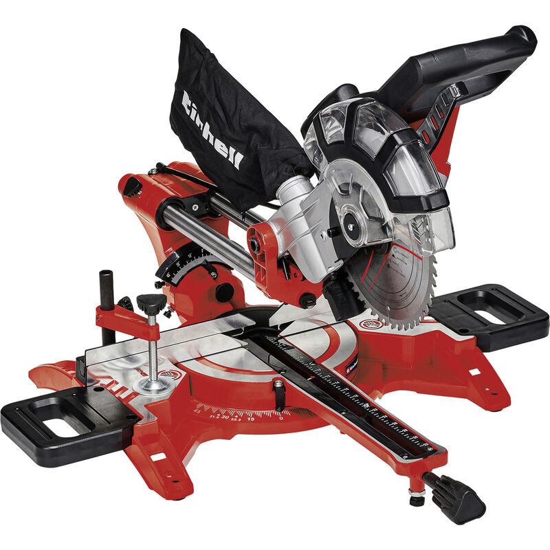 Einhell - Zug-Kapp-Gehrungssäge tc-sm 2131/2 Dual (1800 w, max. 62 mm x 310 mm Schnitttiefe/-breite, ø 210 mm Sägeblatt, beidseitig neigbarer