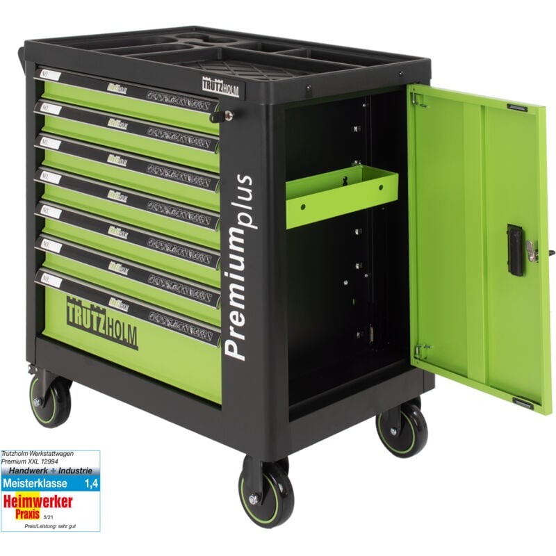 Werkstattwagen Premium Plus unbestückt 84 x 74 cm Vollauszug 7 Schubladen Interlock Seitentür Stahl