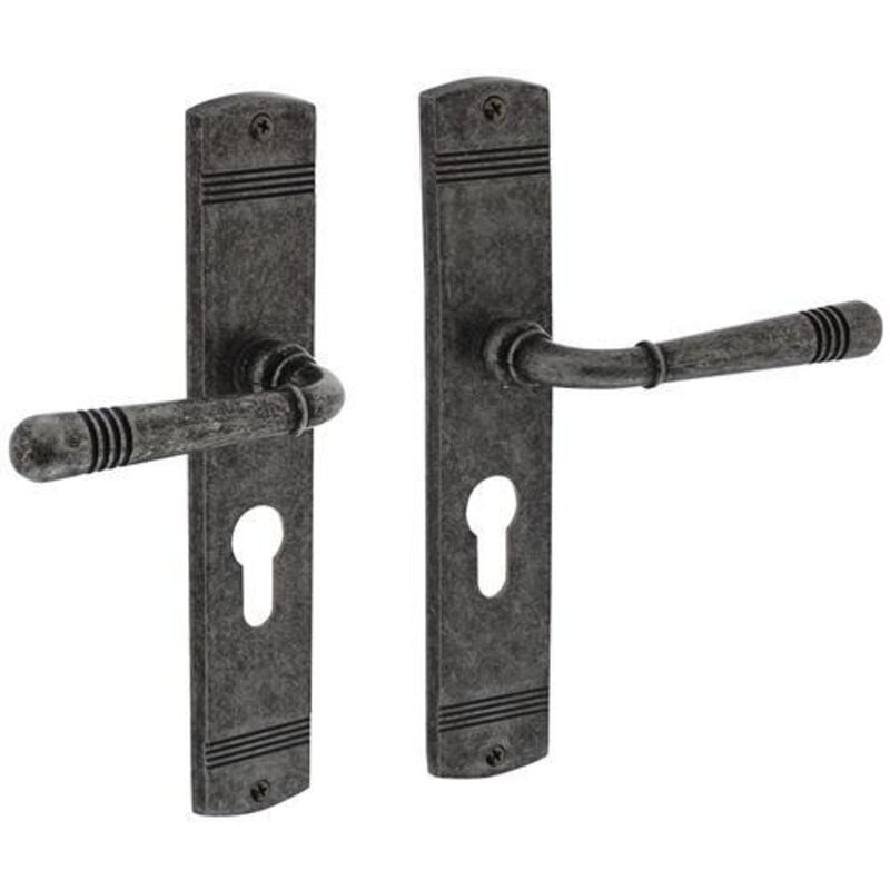 Intersteel - Langschildschildgarnitur Helena Zamak F77 Grau pz 72mm din l/r