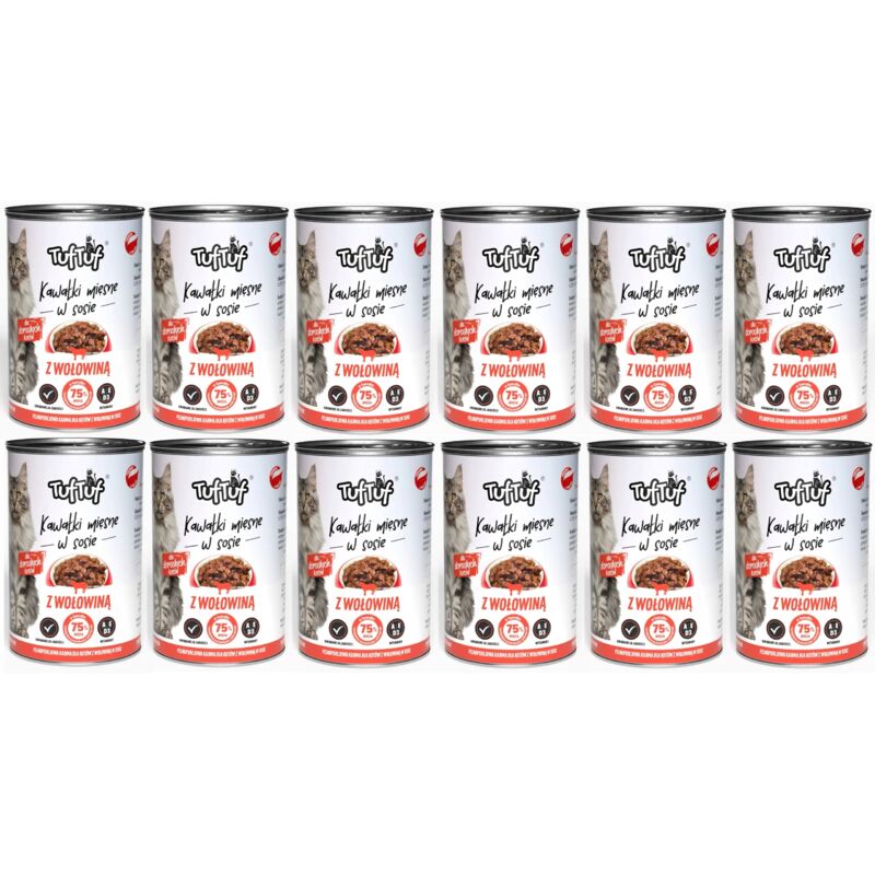 TUF TUF Katzenfutter PIECES IN SAUCE Rind 415g x 12 Stück